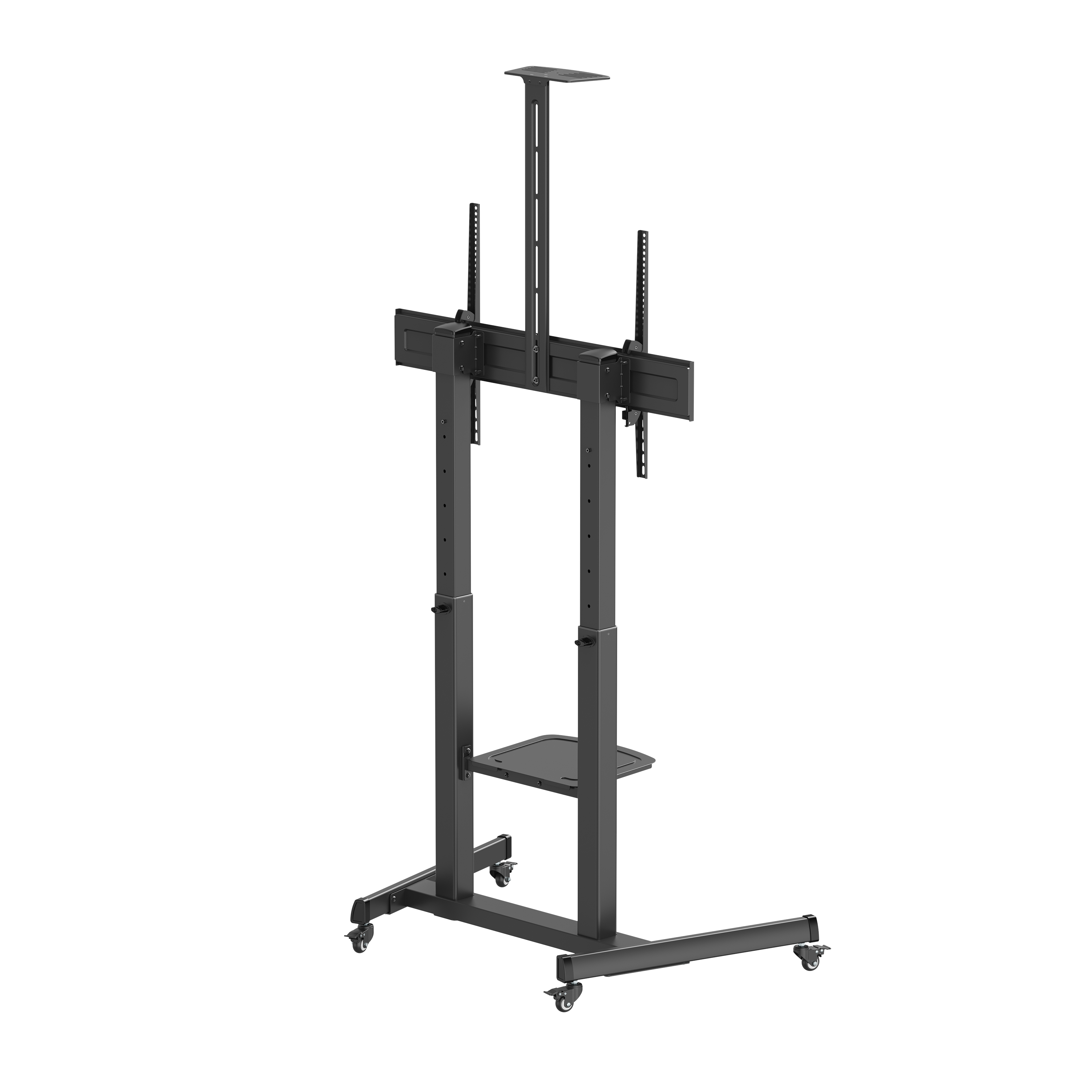 Telescope Height-Adjustable Steel TV Cart with Quick-Release