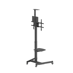 Telescope Height-Adjustable Steel TV Cart with Quick-Release Spring Lock