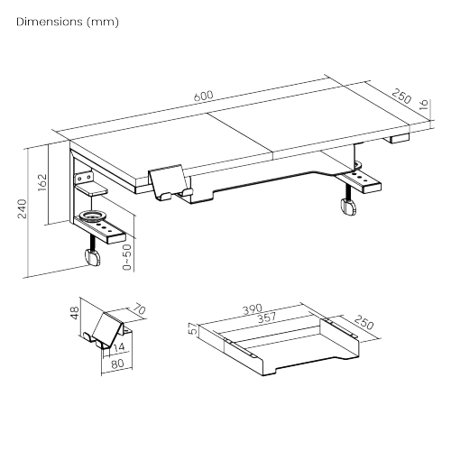 Large Size Versatile Desktop Riser with Storage Box & Holder STB-173-08 Allows Side Clamp, Top Clamp, and Freestanding   from china(chinese)