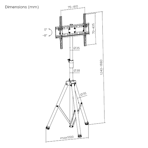 SOPORTE INCLINABLE PARA TV CON TRÍPODE PORTÁTIL FS08-44T Para la mayoría de los monitores LCD de 32"-55" from china(chinese)