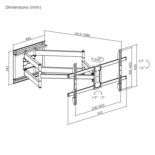 Extra Long Arm Full-Motion TV Wall Mount LPA84-486XL  for most 43"-90" TVs from china(chinese)