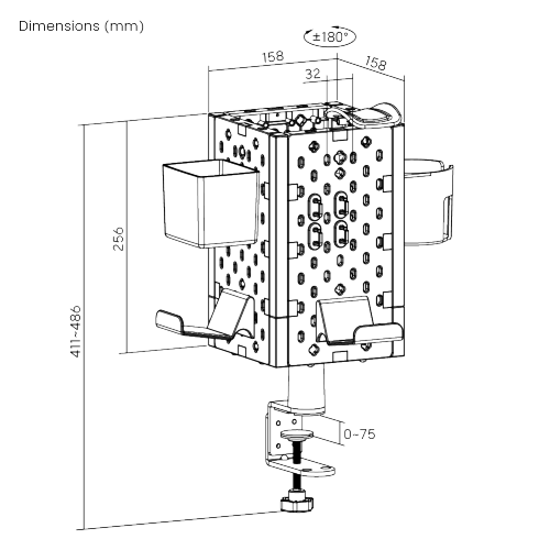 4-Piece Desk Mounted Rotating Pegboard HPS06-3 For Headphones, Controllers and More from china(chinese)