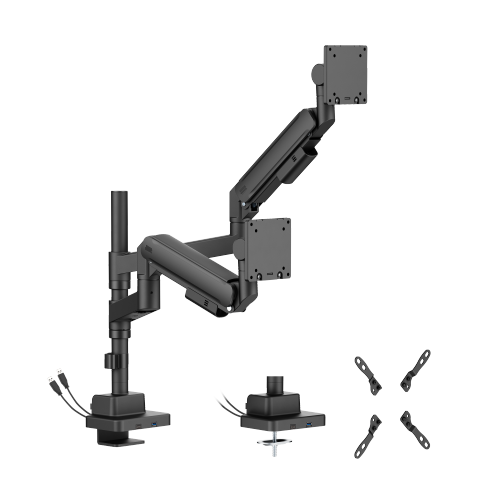 Titan Heavy-Duty Pole-Mounted Gas Spring Dual Monitor Arm with USB-A and USB-C Ports LDT87-C024UCP  from china(chinese)