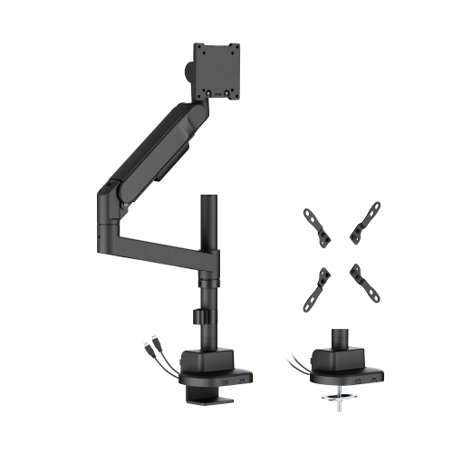 Future-Proof Heavy-Duty Pole-Mounted Gas Spring Monitor Arm with USB-A/USB-C Ports LDT92-C012UCP For Heavy and Oversized 24"-57" Monitors from china(chinese)