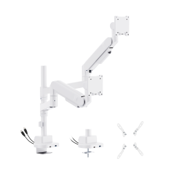 Future-Proof Heavy-Duty Pole-Mounted Gas Spring Dual Monitor Arm with USB-A/USB-C Ports