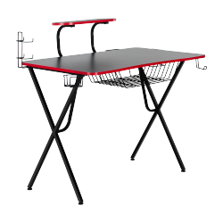 Rectangle Gaming Desk with Monitor Riser and Accessories Holders