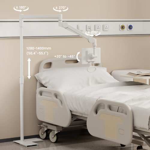 Height Adjustable Medical Monitor Floor Stand MED04-3 Full Motion Adjustments丨 Space-Saving Design from china(chinese)