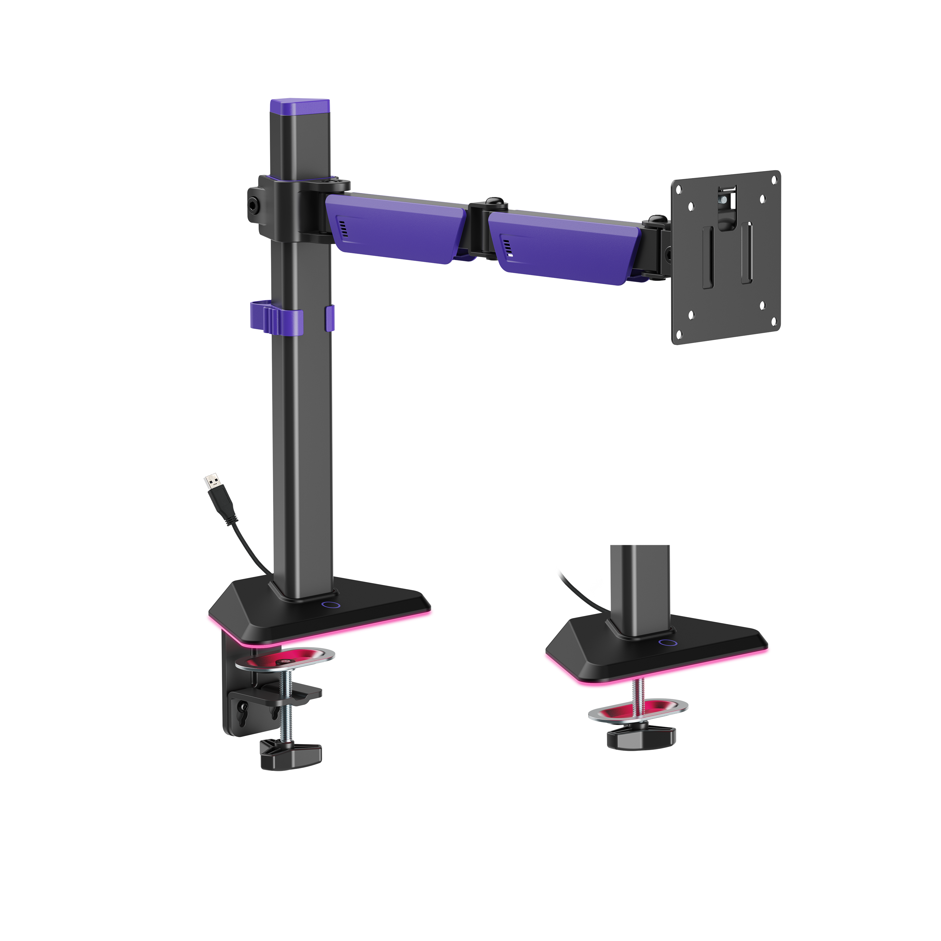 Articulating RGB Lighting Gaming Monitor Arm Supplier and