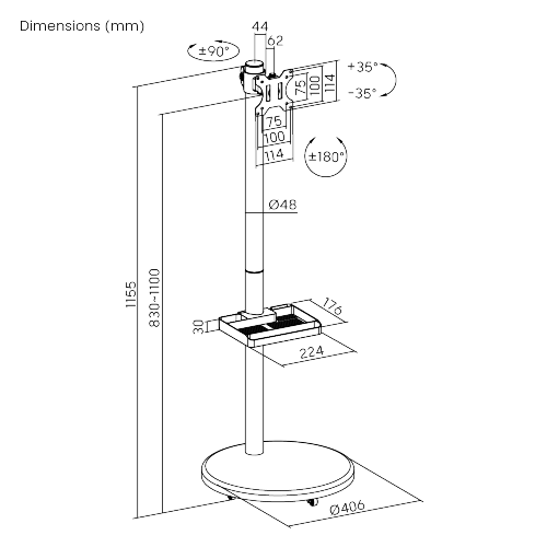 Chic Display Floor Stand with Casters FS38-11TWE  Chic design brings cozy warmth to the space from china(chinese)