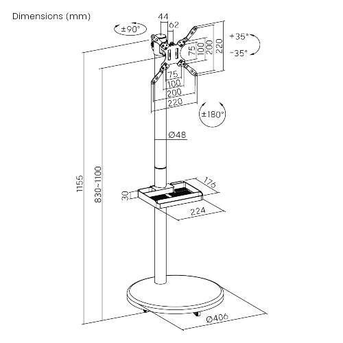 Chic Display Floor Stand with Casters FS38-22TWE  Chic design brings cozy warmth to the space from china(chinese)