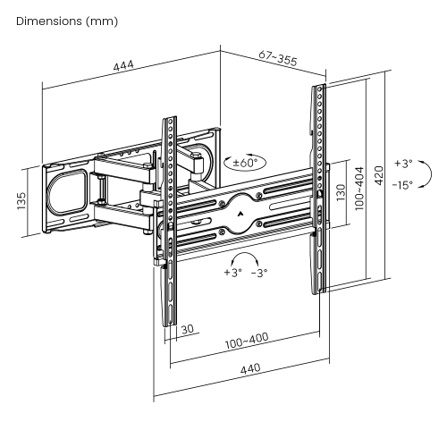 SUPER ECONOMY FULL-MOTION TV MOUNT LPA85-446  Fits TV sizes up to 70" from china(chinese)