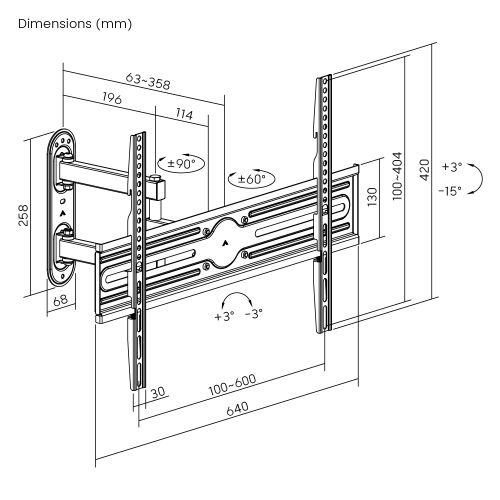SUPER ECONOMY FULL-MOTION TV MOUNT LPA85-463  Fits TV sizes up to 70" from china(chinese)