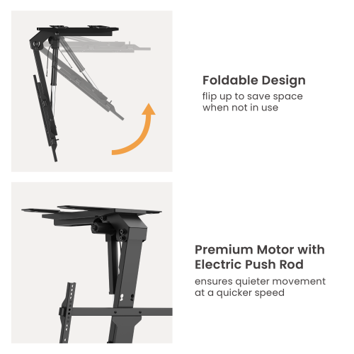 Smart Electric TV Ceiling Mount with Flat and Pitched Ceiling Compatibility & Double Stud Installation Option PLB-M0746D Fits different ceiling structures from china(chinese)
