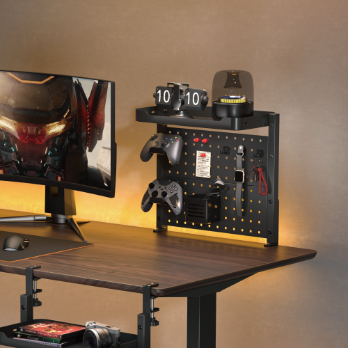 Clamp-On Organizer Shelf with Pegboard Kits DET06-02 Maximize Your Space: On-Desk & Under-Desk Installation from china(chinese)