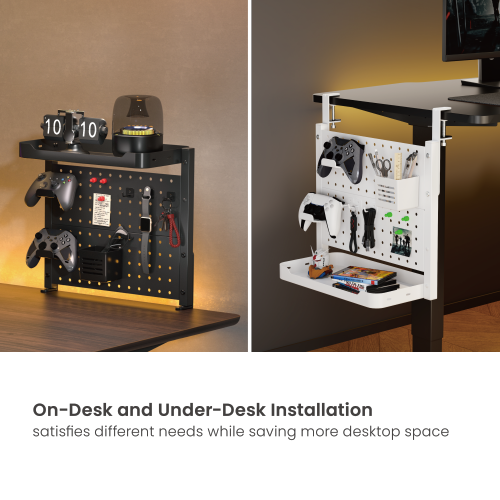 Clamp-On Organizer Shelf with Pegboard Kits DET06-02 Maximize Your Space: On-Desk & Under-Desk Installation from china(chinese)