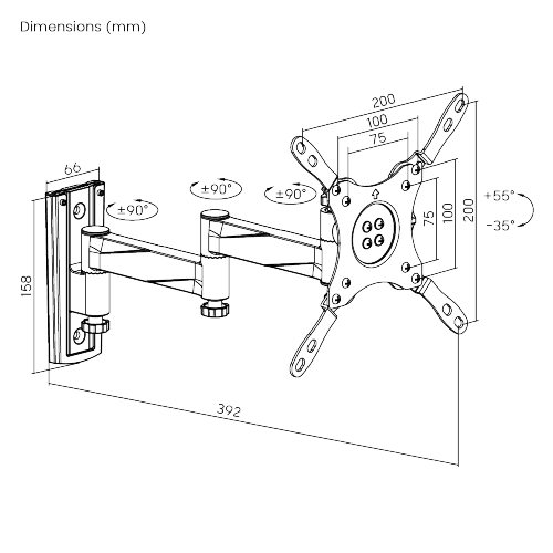 Aluminum Articulating TV Wall Mount LDA18-222 Specially for RV, Motor Home, Caravan, etc. from china(chinese)