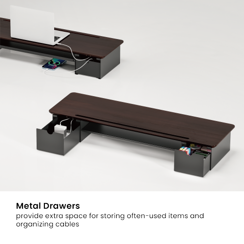 Heavy-Duty Monitor Riser with Drawers & Keyboard Tray STB30-02 For up to dual screens from china(chinese)