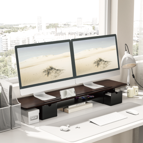 Heavy-Duty Monitor Riser with Drawers & Keyboard Tray STB30-03 For up tp triple screens from china(chinese)