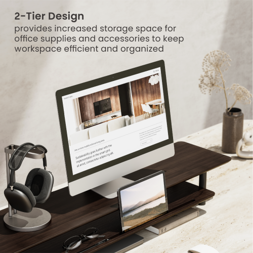 Solid Wood Monitor & Laptop Riser with Storage Shelves (Standard Surface) STB27-02 Create additional storage for an efficient workspace from china(chinese)