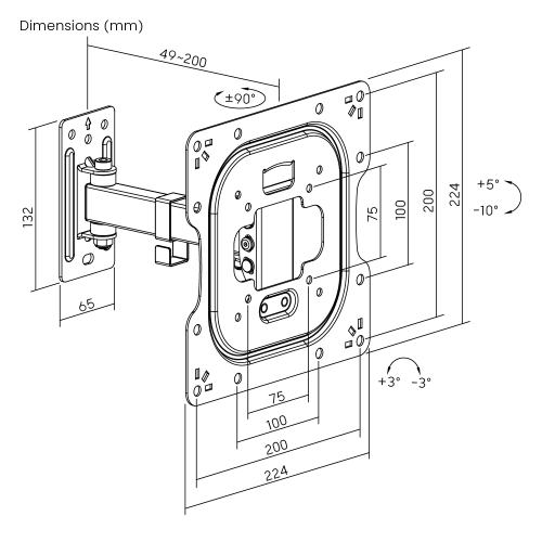 Economy Full-Motion TV Wall Mounts LPA68-221N Offers 100x200 VESA pattern to fit 43" SONY TVs from china(chinese)