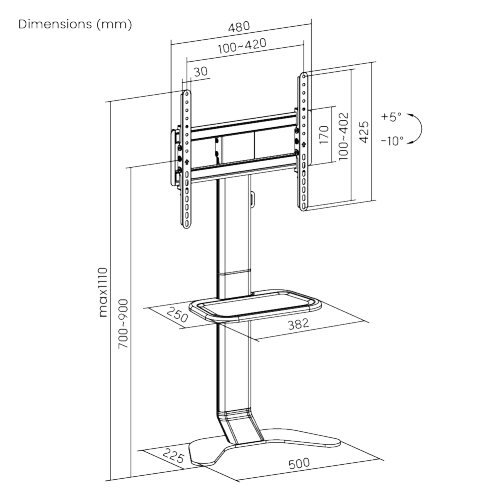 Super Slim TV Floor Stand with Storage Shelf FS49L-44TD For most 32"-75" TVs from china(chinese)