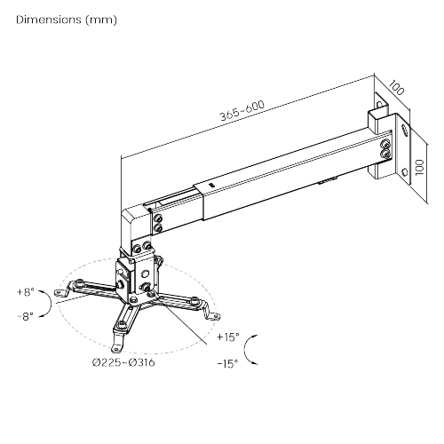 Short Throw Projector Wall Mount PRB-2W Support most Projectors up to 20kg/44lbs from china(chinese)