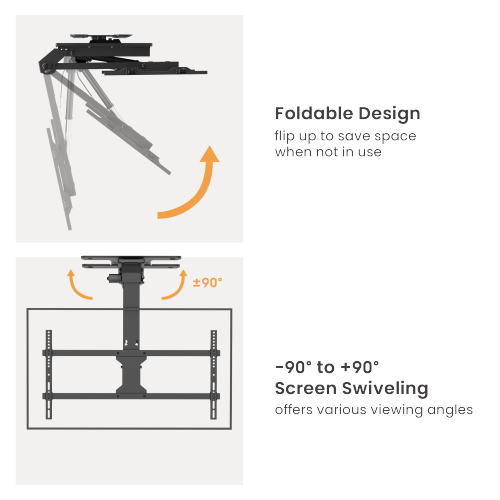 Large Smart Electric TV Ceiling Mount with Swivel Design & Double Stud Installation Option PLB-M0748DS  Fits TV sizes up to 86" & collision avoidance system available from china(chinese)