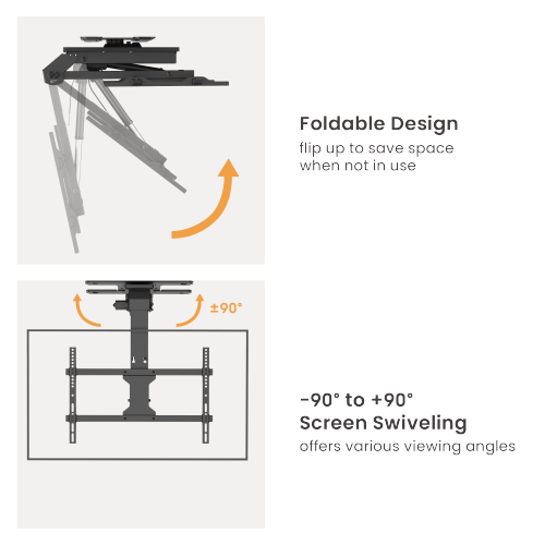 Smart Electric TV Ceiling Mount with Swivel Design & Double Stud Installation Option PLB-M0746DS Collision avoidance system available from china(chinese)