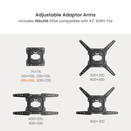 Economy Full-Motion TV Wall Mounts with Adjustable Adaptor Arms LPA68-441N Offers 100x200 VESA pattern to fit 43" SONY TVs from china(chinese)