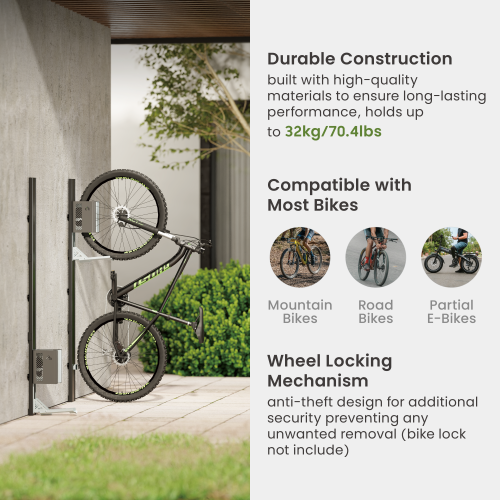 EasyLift E-Bike Friendly Vertical On-Wall Bike Rack  LBM12-01 Innovative Automated Lift System for Effortless Bike Storage  from china(chinese)