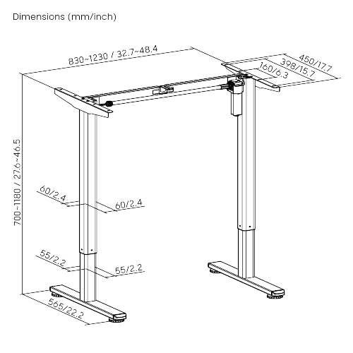 Economy Single Motor Sit-Stand Desk (Frame Only) S16-22R Smooth desk legs with unchangable stability. from china(chinese)