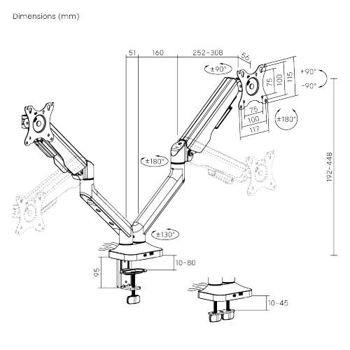 FlexPrecision Cost-Effective Gas Spring Dual Monitor Arm with USB Ports LDT94-C024UC Elegance meets affordability: for monitors up to 12kg (26.4lbs). from china(chinese)