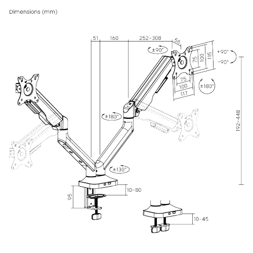 FlexPrecision Cost-Effective Mechanical Spring Dual Monitor Arm LDT94-C024E Elegance meets affordability: for monitors up to 12kg (26.4lbs). from china(chinese)