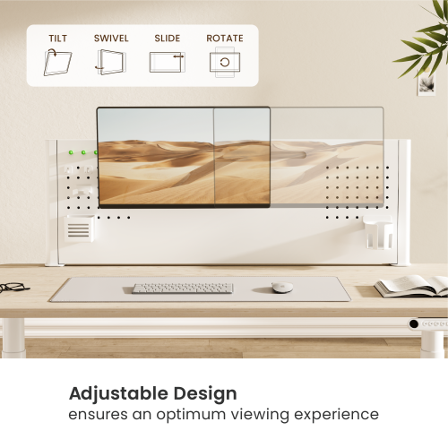 Clamp-On Desk Pegboard Shelf with Adjustable VESA Plate (For ≥1200mm Desktops)  STB25-01  from china(chinese)