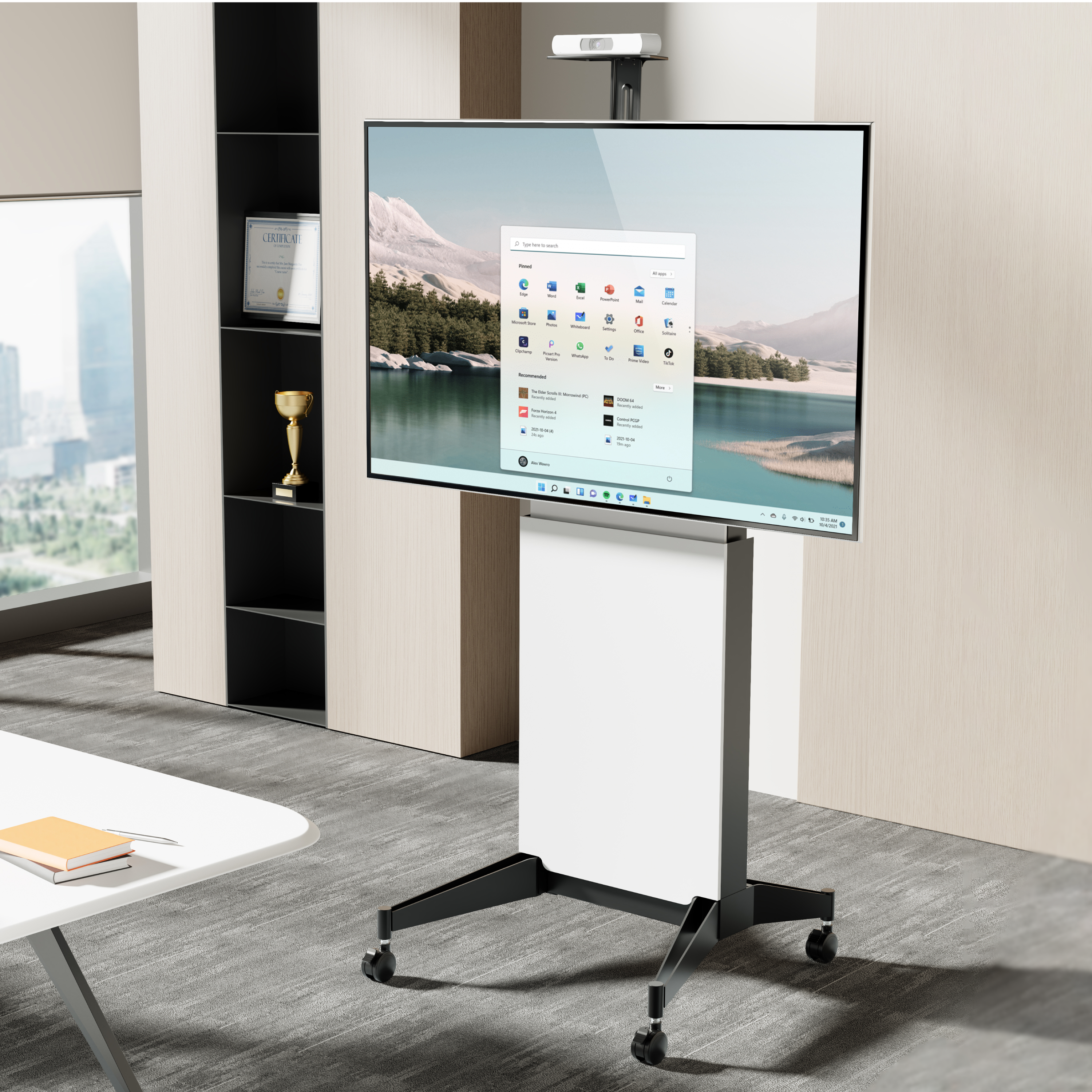 Modern Motorized Height Adjustable TV Cart Supplier and