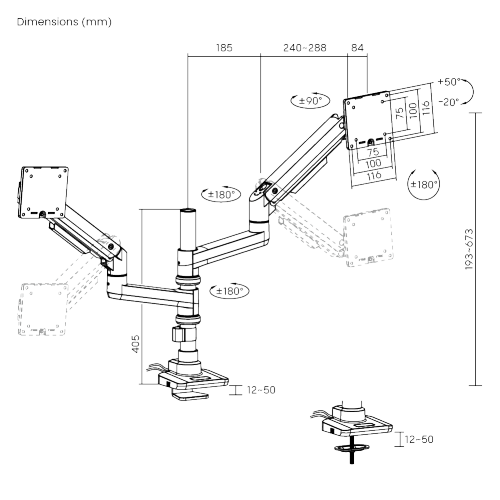 Fabulous Pole-Mounted Gas Spring Dual Monitor Arm With USB-A/USB-C Ports LDT69-C024UCP Supports monitors up to 49’’ or weights ups to 20kg (44lbs) from china(chinese)