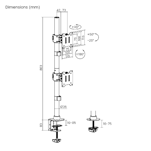 Heavy-Duty Articulating Dual Monitor Arm LDT91-C02V Stack Two 49-inch Ultrawide Screens. from china(chinese)