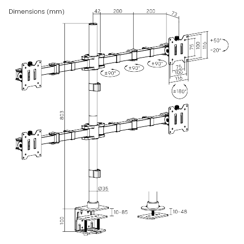 Heavy-Duty Articulating Quad Monitor Arm LDT91-C048 Hold four screens perfect for multitasking. from china(chinese)