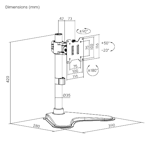 Heavy-Duty Articulating Single Monitor Stand LDT91-T01 Boasting an impressive 20kg (44lbs) load capacity. from china(chinese)