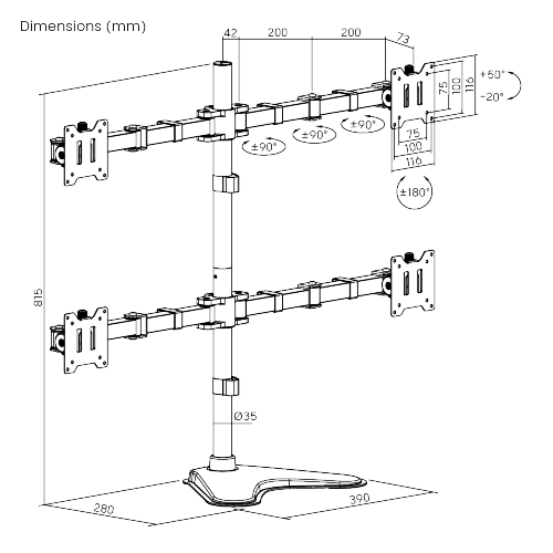 Heavy-Duty Articulating Quad Monitor Stand LDT91-T048 Hold four screens perfect for multitasking. from china(chinese)