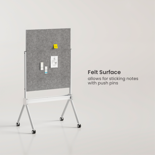 Single-Sided Mobile Magnetic Glass Whiteboard with Felt Back WB15-02 Create an Active Collaboration Work Environment from china(chinese)