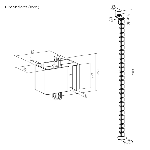 Cost-Effective Clamp-On Cable Management Spine CC10-16A Clamp with ease—versatile attachment for flexible setups from china(chinese)