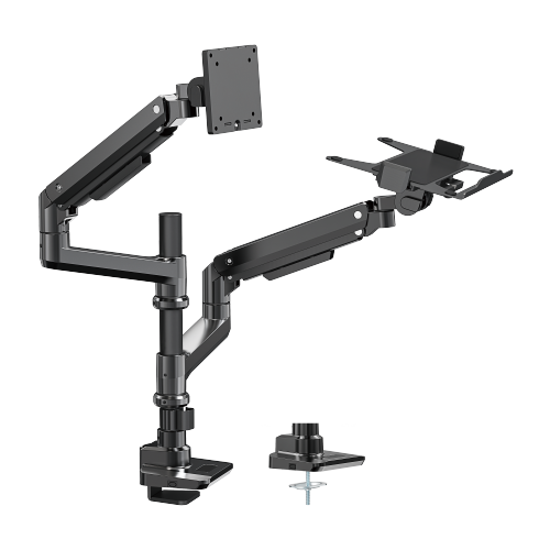 Fabulous Pole-Mounted Gas Spring Monitor Arm With Laptop Tray LDT69-C024P-ML Supports monitors up to 49’’ or weights ups to 20kg (44lbs) from china(chinese)