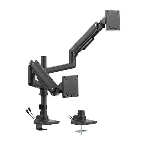 Fabulous Pole-Mounted Gas Spring Dual Monitor Arm With USB-A/USB-C Ports LDT69-C024UCP Supports monitors up to 49’’ or weights ups to 20kg (44lbs) from china(chinese)