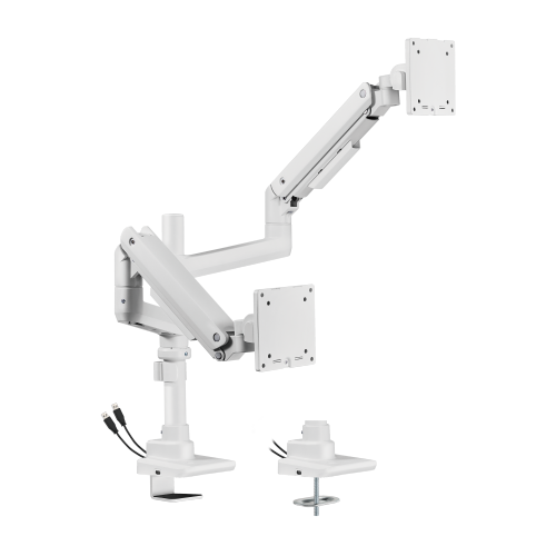 Fabulous Pole-Mounted Gas Spring Dual Monitor Arm With USB-A/USB-C Ports LDT69-C024UCP Supports monitors up to 49’’ or weights ups to 20kg (44lbs) from china(chinese)