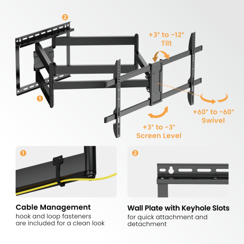 Extra Long Arm Full-Motion TV Wall Mount LPA84-486XL  for most 43"-90" TVs from china(chinese)