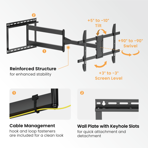 Extra Long Arm Full-Motion TV Wall Mount LPA84-463XL for most 43"-80" TVs from china(chinese)