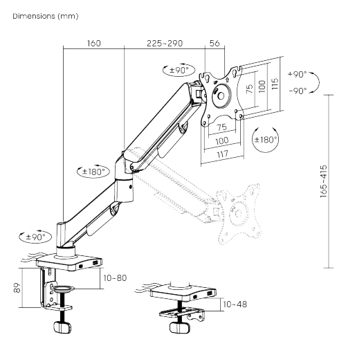 Super Economical Gas Spring Monitor Arm with USB Ports LDT97-C012UC  from china(chinese)