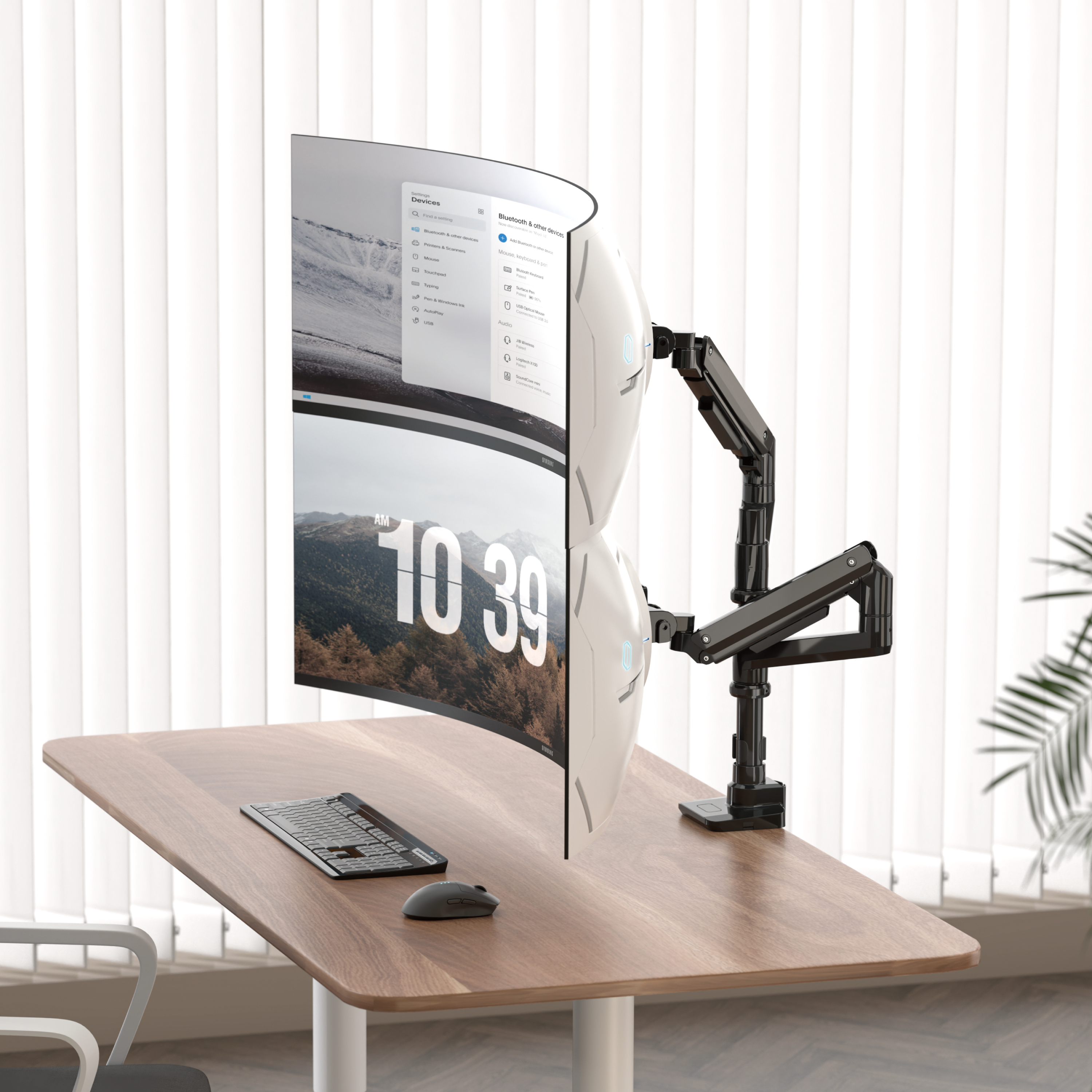 LDT69-C024P Heavy Duty Monitor Arm 黒 Fabulous Pole-Mounted Gas Spring Dual Monitor Arm Supplier and