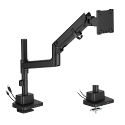 BoldGrip Heavy-Duty Pole-Mounted Gas Spring Monitor Arm with USB-A/USB-C Ports